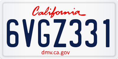 CA license plate 6VGZ331