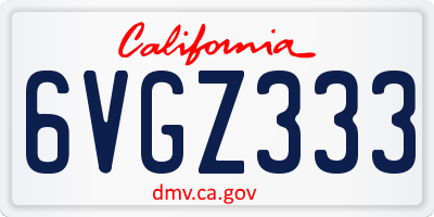 CA license plate 6VGZ333