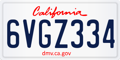 CA license plate 6VGZ334