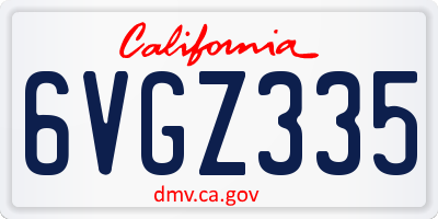 CA license plate 6VGZ335