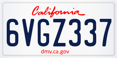 CA license plate 6VGZ337