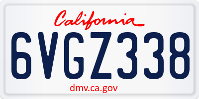 CA license plate 6VGZ338