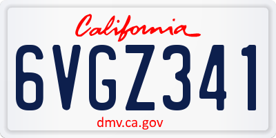 CA license plate 6VGZ341