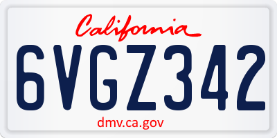 CA license plate 6VGZ342