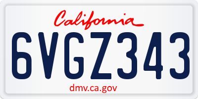 CA license plate 6VGZ343