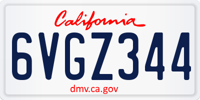 CA license plate 6VGZ344