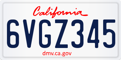 CA license plate 6VGZ345