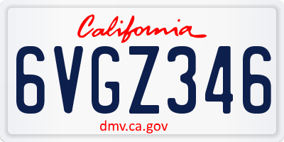 CA license plate 6VGZ346