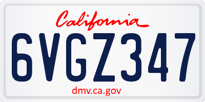 CA license plate 6VGZ347