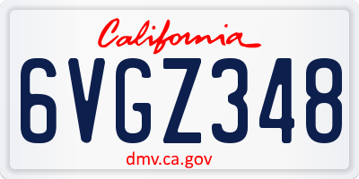 CA license plate 6VGZ348