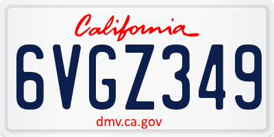 CA license plate 6VGZ349
