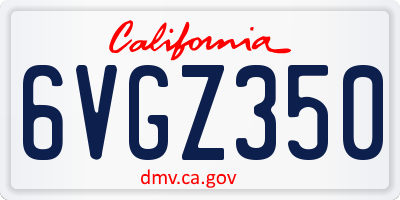 CA license plate 6VGZ350