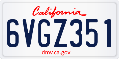 CA license plate 6VGZ351