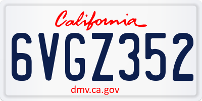 CA license plate 6VGZ352