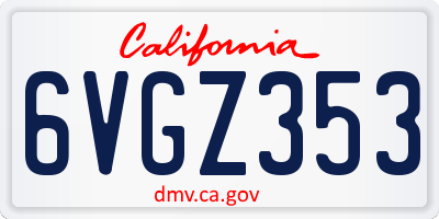 CA license plate 6VGZ353