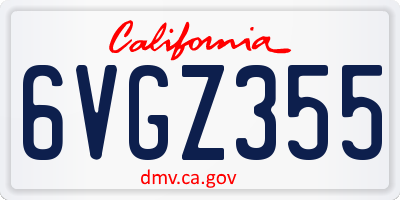 CA license plate 6VGZ355