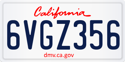 CA license plate 6VGZ356