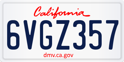 CA license plate 6VGZ357