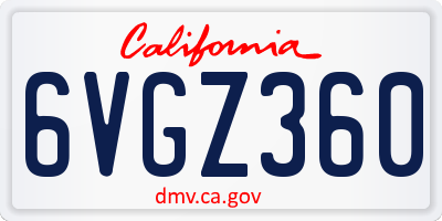 CA license plate 6VGZ360