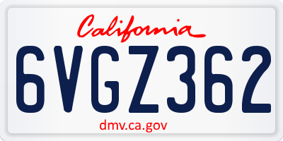 CA license plate 6VGZ362