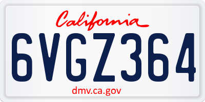 CA license plate 6VGZ364