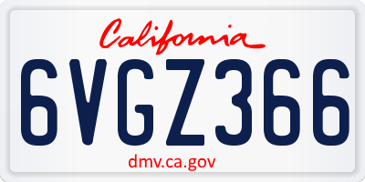 CA license plate 6VGZ366