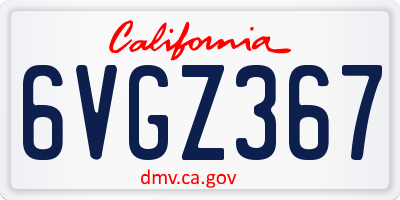CA license plate 6VGZ367
