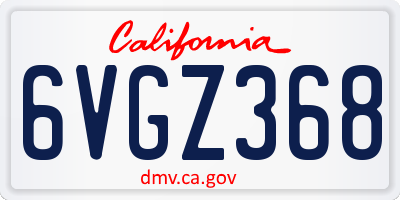 CA license plate 6VGZ368