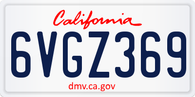 CA license plate 6VGZ369