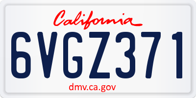 CA license plate 6VGZ371
