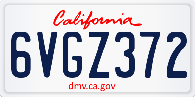 CA license plate 6VGZ372