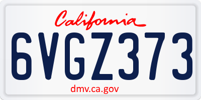CA license plate 6VGZ373