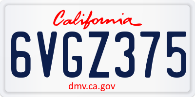 CA license plate 6VGZ375