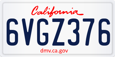 CA license plate 6VGZ376