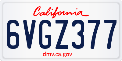 CA license plate 6VGZ377