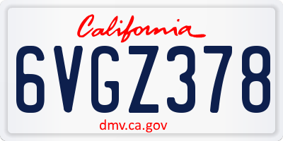 CA license plate 6VGZ378