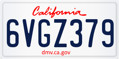CA license plate 6VGZ379