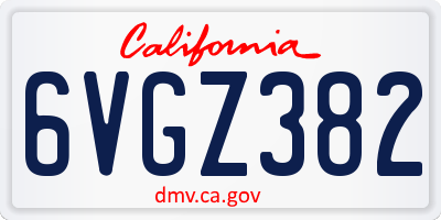 CA license plate 6VGZ382