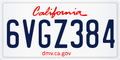 CA license plate 6VGZ384