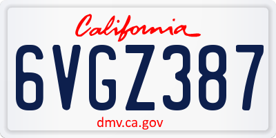 CA license plate 6VGZ387