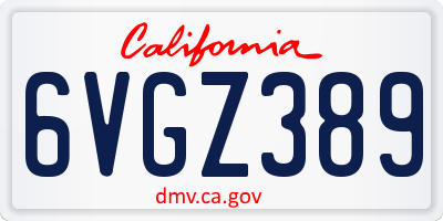 CA license plate 6VGZ389