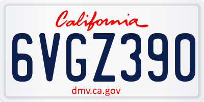 CA license plate 6VGZ390