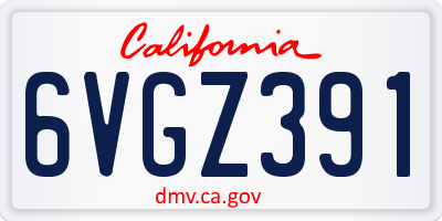 CA license plate 6VGZ391