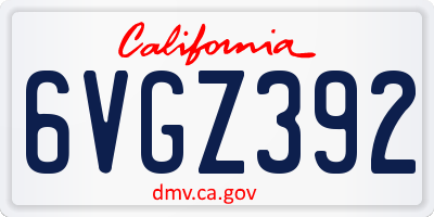 CA license plate 6VGZ392