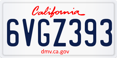 CA license plate 6VGZ393