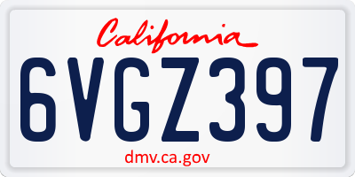 CA license plate 6VGZ397