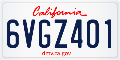 CA license plate 6VGZ401