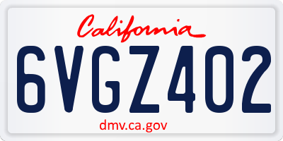 CA license plate 6VGZ402
