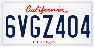 CA license plate 6VGZ404