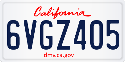 CA license plate 6VGZ405